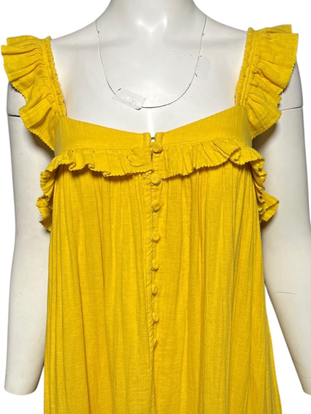 Apiece Apart Lypie Dress Size 0 XS Yellow Gauze Cotton Ruffle Tiered Midi Boho - Picture 5 of 10